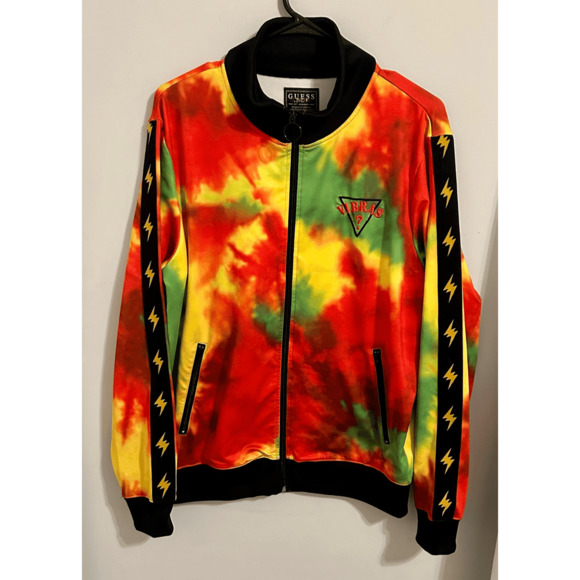 Guess x J Balvin Mens Vibras Tie-Dye Track Full Zip Jacket Bad Bunny Sz Medium - Picture 1 of 9